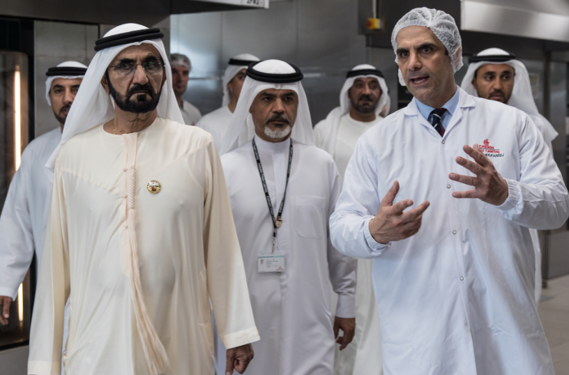 His Highness Shiekh Mohammed Bin Rashid Al Maktoum during his tour of Emirates Flight Catering