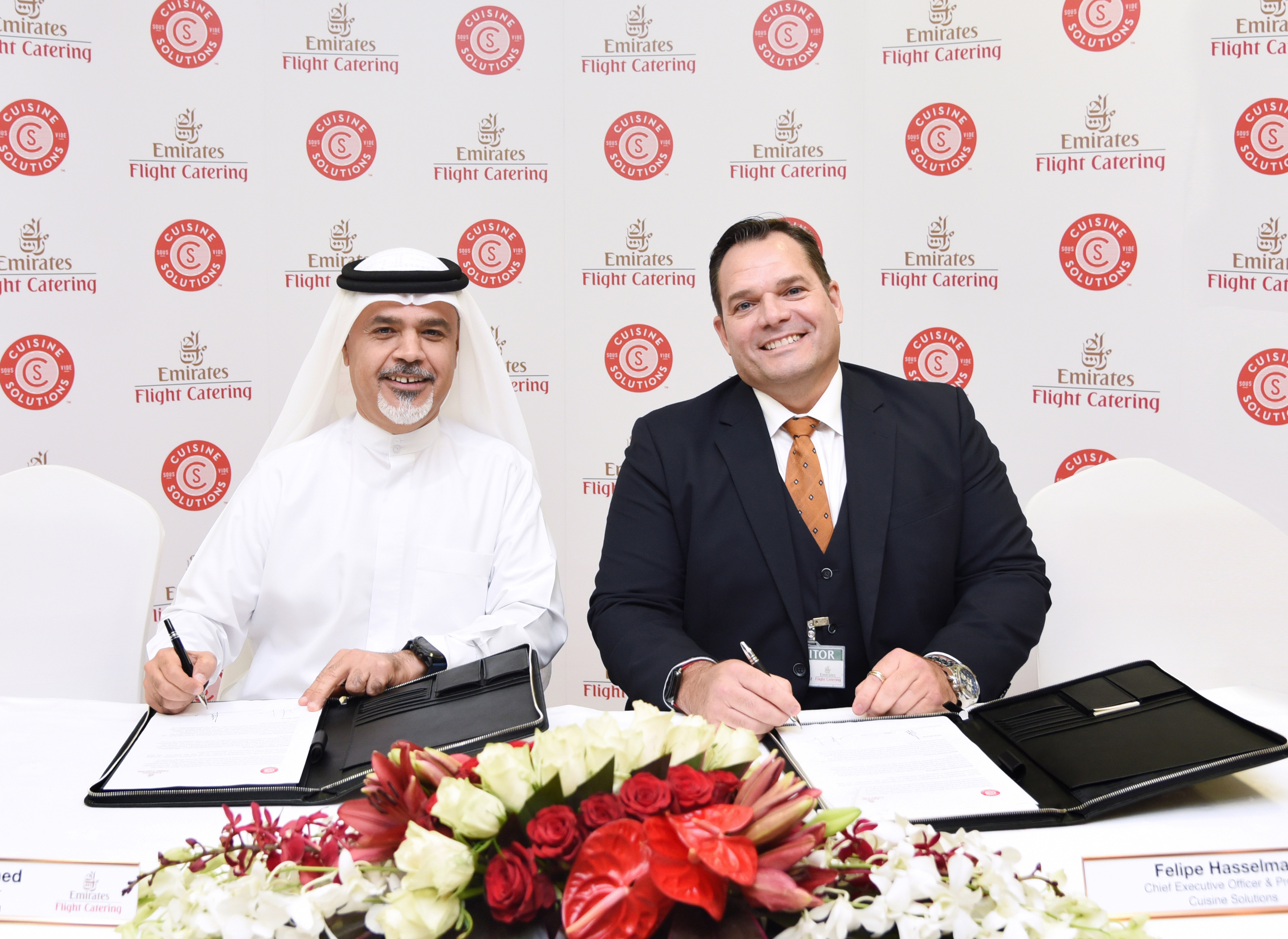 From left to right: Saeed Mohammed, Chief Executive Officer, Emirates Flight Catering and Felipe Hasselmann, President and Chief Executive Officer, Cuisine Solutions Inc.